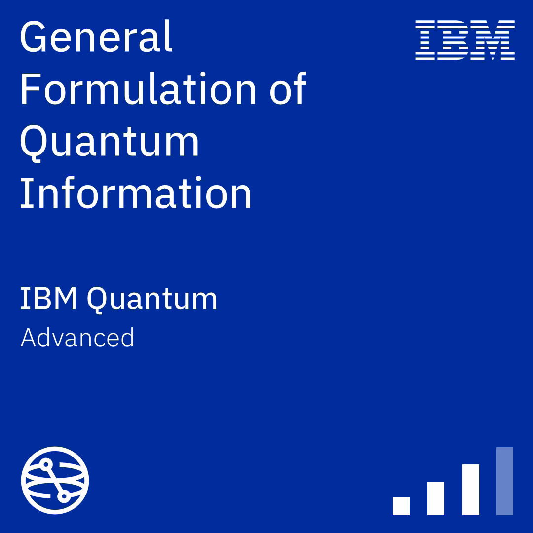Un badge carré indiquant le nom de ce cours, niveau fondamental, émis par IBM Quantum®.